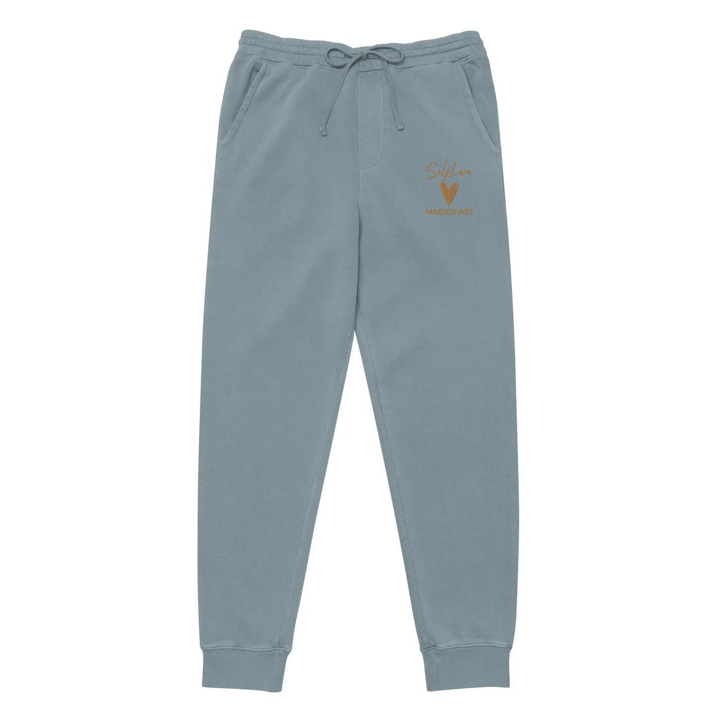 Self Love Unisex Pigment-Dyed Sweatpants with Old Gold Embroidery - Unisex Sweatpants